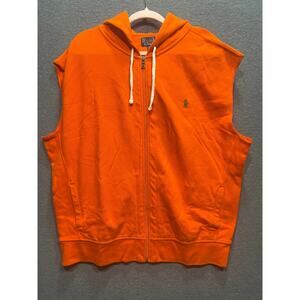 Polo Ralph Lauren Mens Hooded Full Zip Vest Pony Orange Size XXL